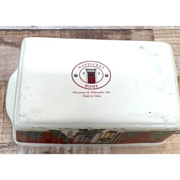 Christmas Nantucket Loaf Pan Microwave & Dishwasher Safe  Cream & Festive Colors - Picture 4 of 4